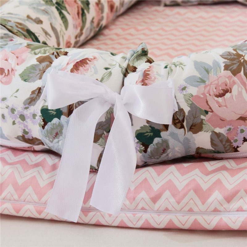 Baby Girl's Nest Bed Farmhouse Rose Blommig Nyfödd Lounger Spädbarn Småbarn Portable Crib Bed