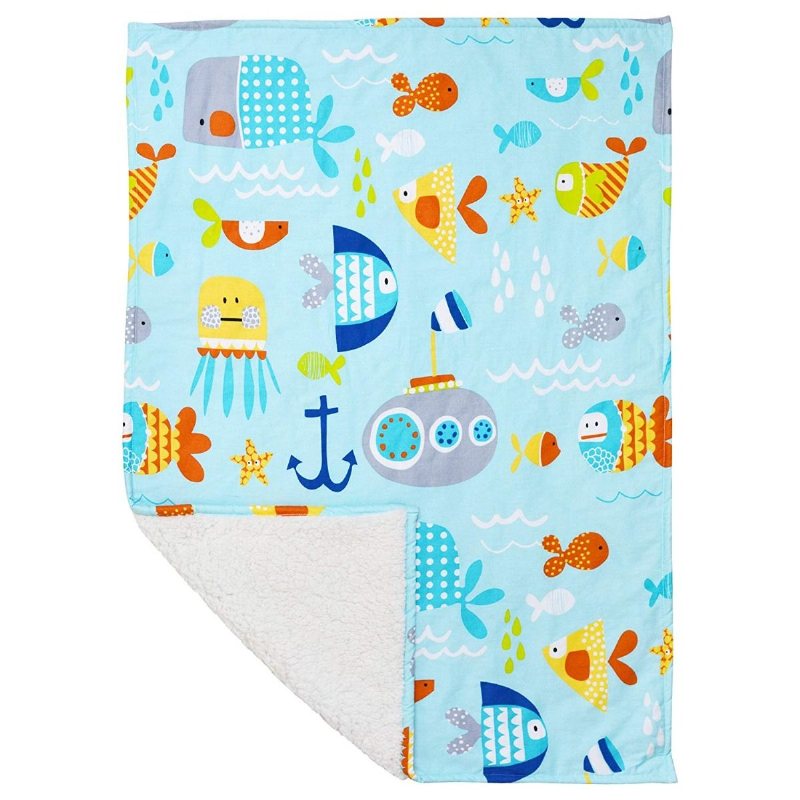 Baby Sängkläder Set För Pojkar Blå Nursery Crib Med Bumper Nautical Ocean Anchors Print