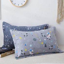 Barnkuddar Shams Set Om 2 Standardstorlek 100 % Bomull Space Galaxy-tema Dekorativa Kuddfodral