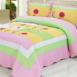 Blommigt Tryckt Quilt Överkast Täcken Set Sommar Luftkonditionering Twin Sängkläder Rosa