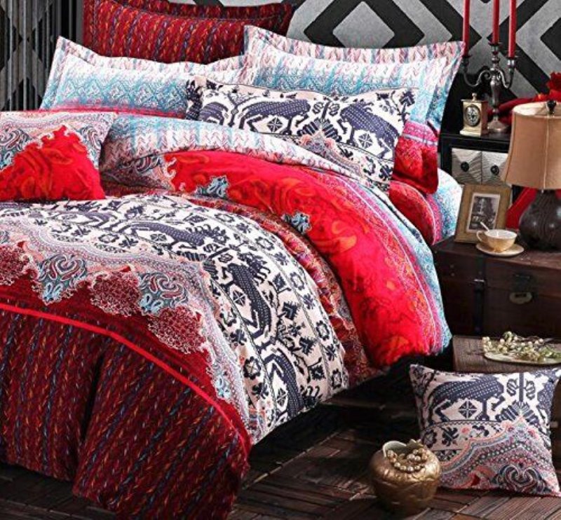 Bohemian Duvet Cover Set Färgglada Boho Sängkläder Set Lakan Style