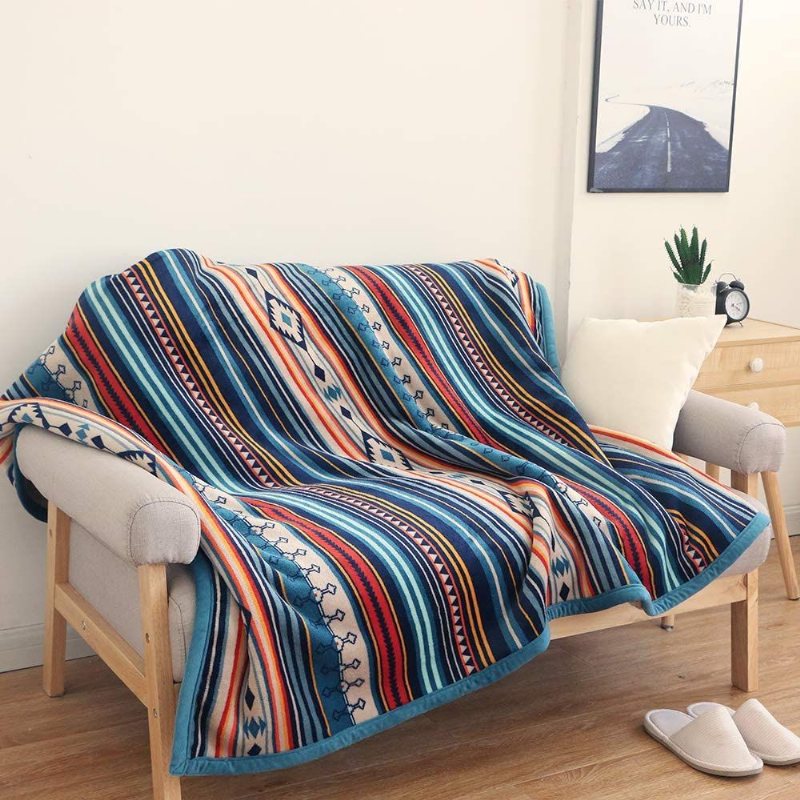 Bohemian Fleecefilt Plysch Supermjuk Sherpa-slängfilt 50"x60" Bekvämt Plagg För Säng/soffa/soffa/kontor/camping