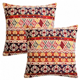 Bohemiska Kuddfodral Retro Jacquard Paket Med 2 Texturerade Chenille Etniska Boho Marockanska Dekorativa Kuddar