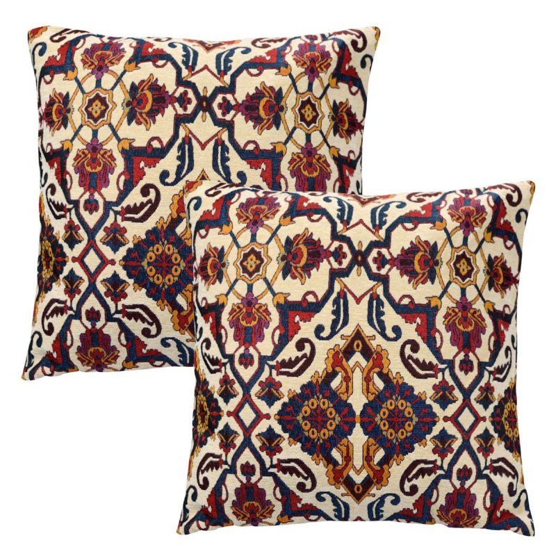 Bohemiska Kuddfodral Retro Jacquard Paket Med 2 Texturerade Chenille Etniska Boho Marockanska Dekorativa Kuddar