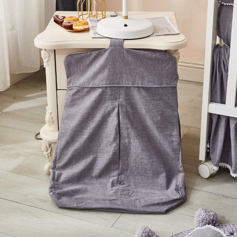 Boho Spjälsängsängset För Pojkar Eller Flickor Pom-pom Solid Grey Nursery Sängkläder Unisex