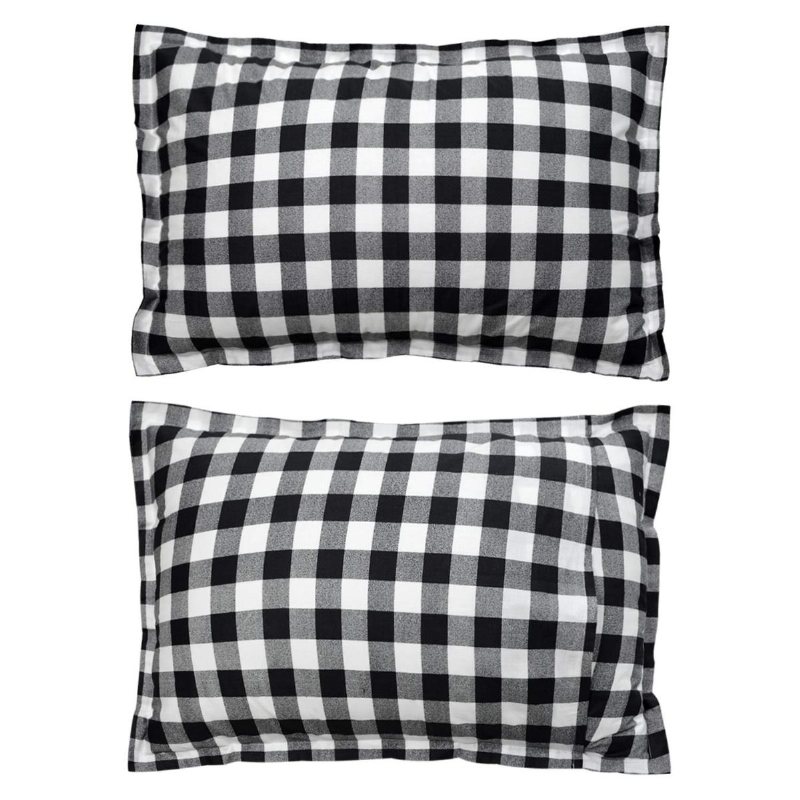 Buffalo Pläd Påslakan Set 100% Bomull Hypoallergenic 3 Styck Svart Och Vit Gingham Geometrisk Checker Sängkläder Set