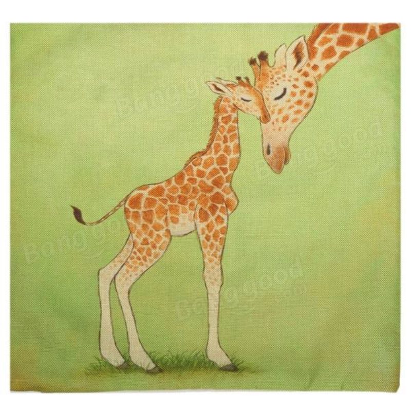 Christmas Cartoon Giraffe Deer Kasta Kuddfodral Hem Soffa Bil