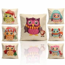 Christmas Cute Owl Series Kuddfodral Fyrkantigt Hem Soffdekoration