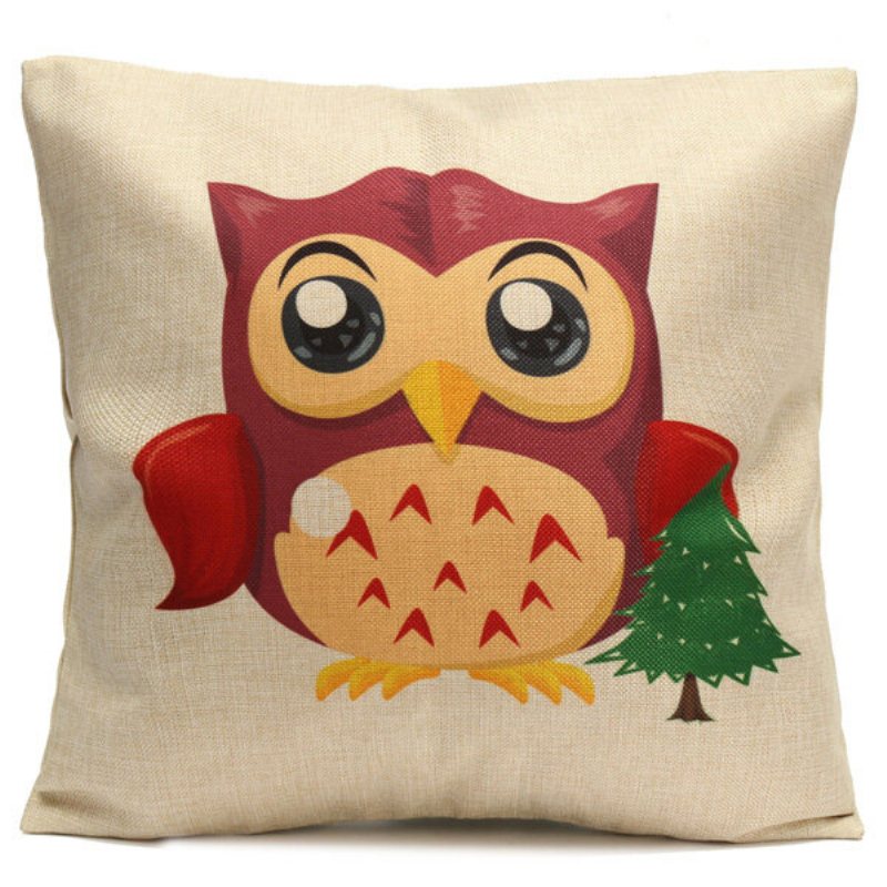 Christmas Cute Owl Series Kuddfodral Fyrkantigt Hem Soffdekoration