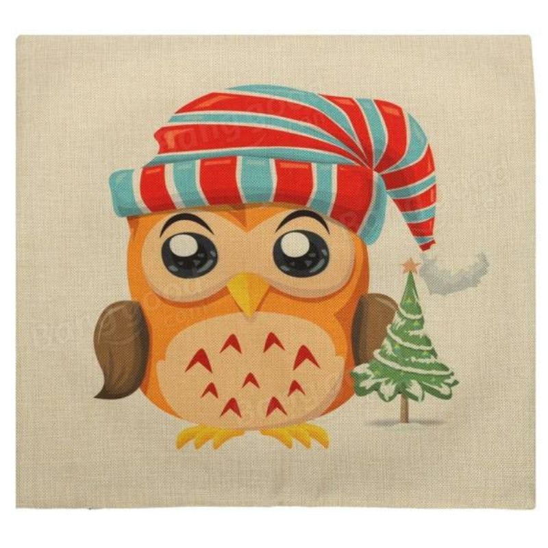 Christmas Cute Owl Series Kuddfodral Fyrkantigt Hem Soffdekoration