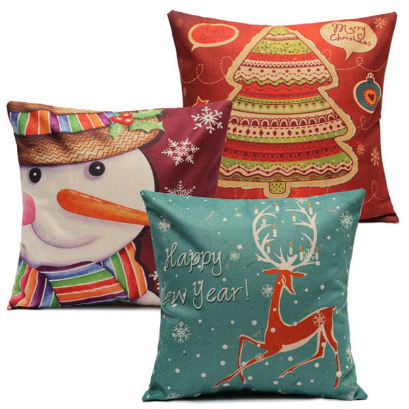 Christmas Series Linne Bomull Kuddfodral Soffa Bil Heminredning