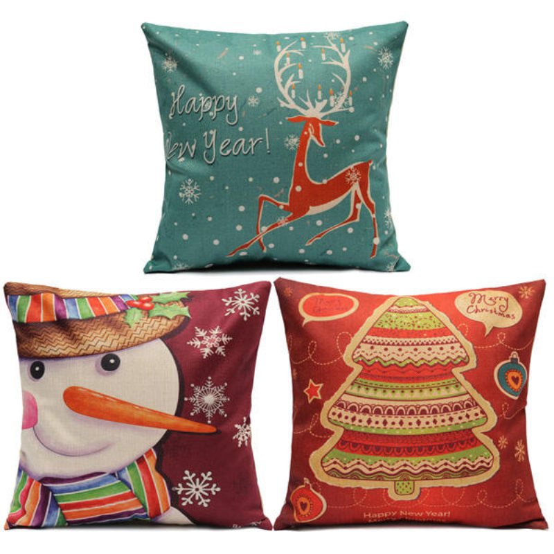 Christmas Series Linne Bomull Kuddfodral Soffa Bil Heminredning