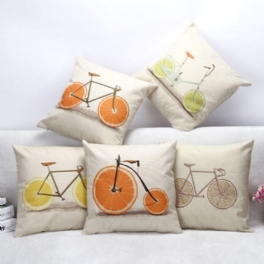 Citron Orange Grapefrukt Cykel Kuddfodral Bomull Linne Soffa