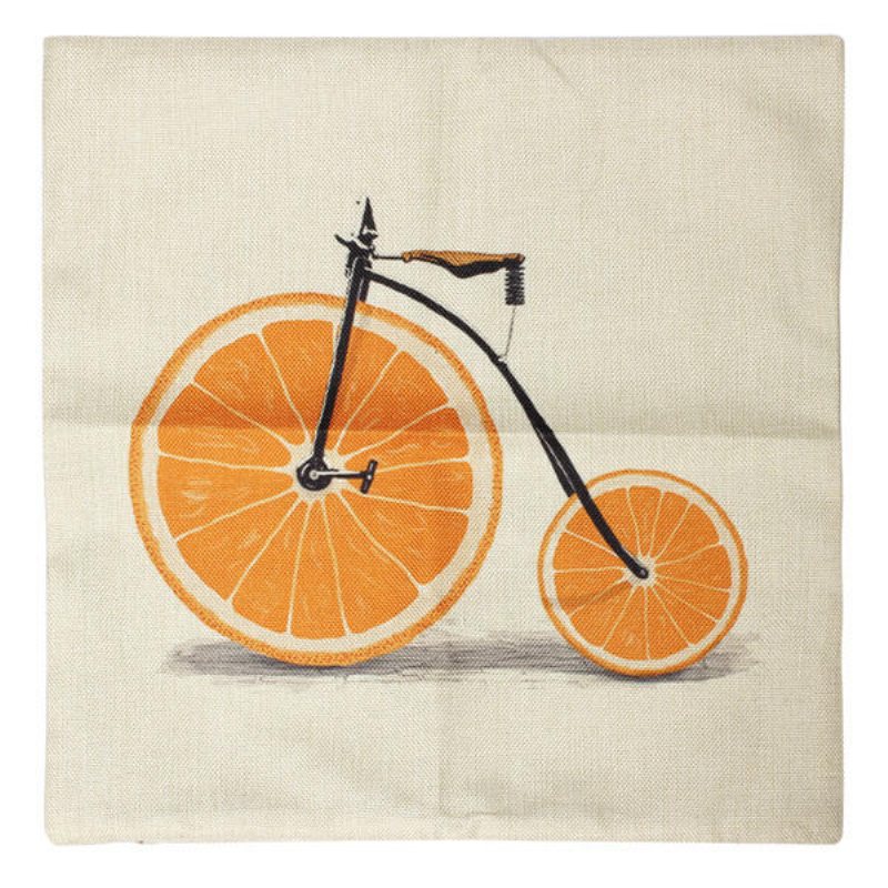 Citron Orange Grapefrukt Cykel Kuddfodral Bomull Linne Soffa