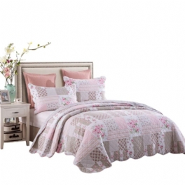 Flickor Rose Täcken Set Full Size Lätt Shabby Cottage Chic Sängkläder Quilt Coverlet Set Bomull Queen