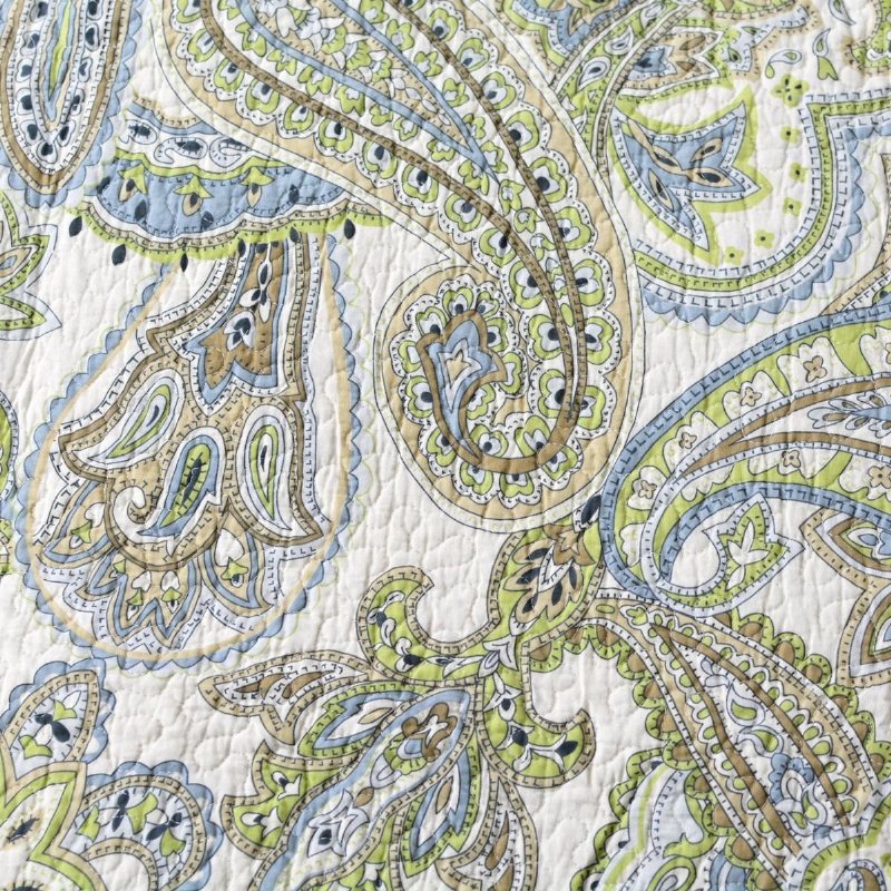 Grönt Paisley-tryckt Sängkläderset Lyxigt Överdimensionerat Queen Quilt-set Mjuk Bomull Romantiska Sängöverkast Size