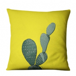 Gul Suckulent Cactus Linne Kuddfodral Hem Tyg Soffa