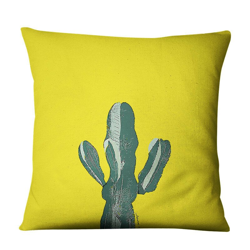 Gul Suckulent Cactus Linne Kuddfodral Hem Tyg Soffa