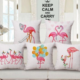 Honana Wx-d2 45x45cm Vintage Flamingos Bomull Linne Kuddfodral Jul Midjekuddfodral