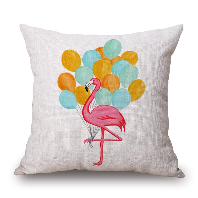 Honana Wx-d2 45x45cm Vintage Flamingos Bomull Linne Kuddfodral Jul Midjekuddfodral