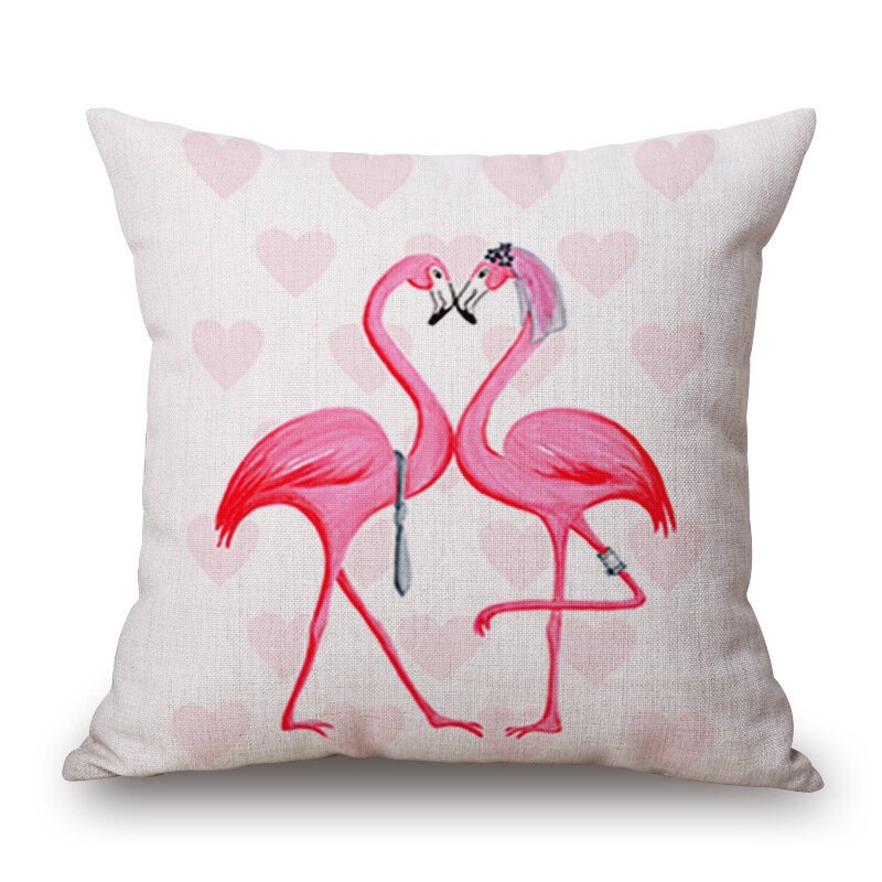 Honana Wx-d2 45x45cm Vintage Flamingos Bomull Linne Kuddfodral Jul Midjekuddfodral