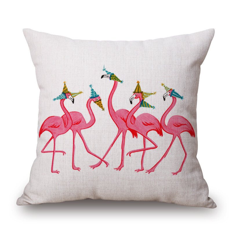 Honana Wx-d2 45x45cm Vintage Flamingos Bomull Linne Kuddfodral Jul Midjekuddfodral