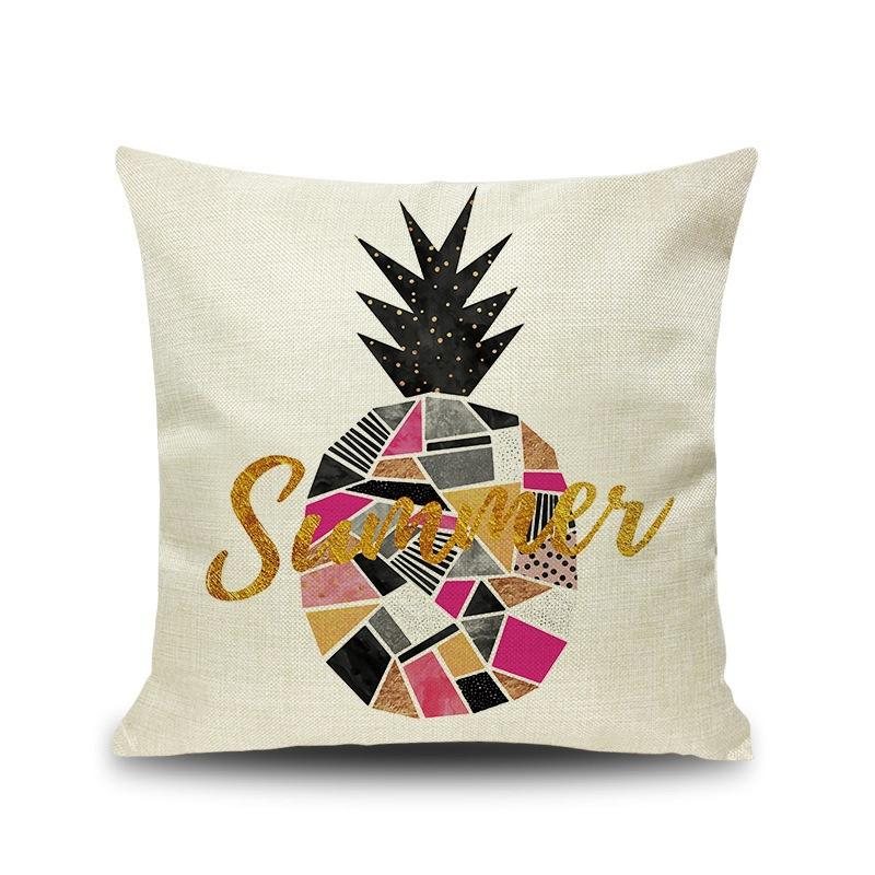 Ins Nordic Pineapple Cactus Geometrisk Stil Linne Kuddfodral Hemsoffa Konstdekor Sittkuddfodral