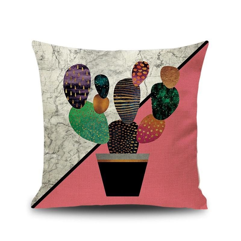 Ins Nordic Pineapple Cactus Geometrisk Stil Linne Kuddfodral Hemsoffa Konstdekor Sittkuddfodral