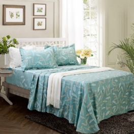 Lakanset Shabby Teal Sängkläder 100 % Bomull Hypoallergena Djupa Fickor 4-delade