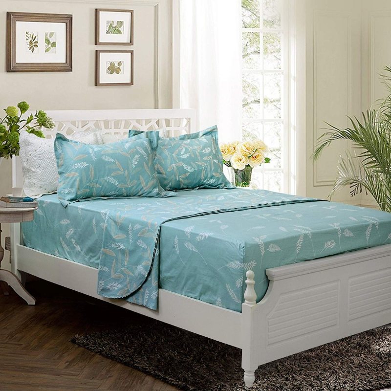 Lakanset Shabby Teal Sängkläder 100 % Bomull Hypoallergena Djupa Fickor 4-delade