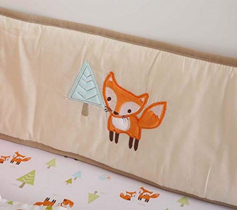 Lekfull Fox Spjälsäng Sängset Mint Gitter Sängkläder Piltryck Woodland Nursery Flerfärgad Unisex 8st