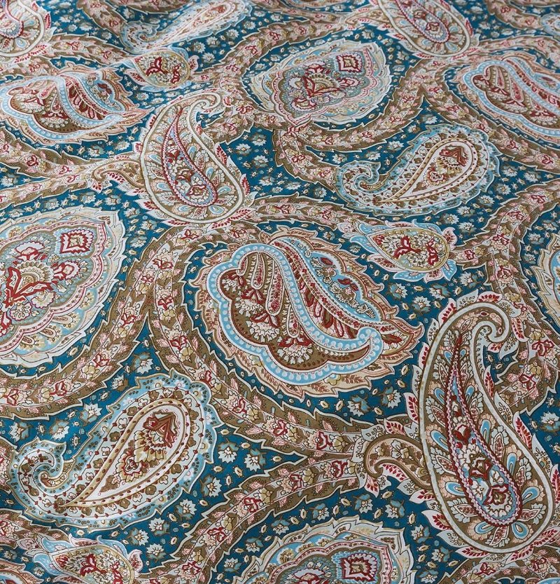 Lyxig Paisley 4st Lakansats Stilrena Blå Och Guldblommiga Bondgårdssängkläder Elegant Blå Sängkläderset 100 % Bomull Supermjukt Med Djupa Fickor