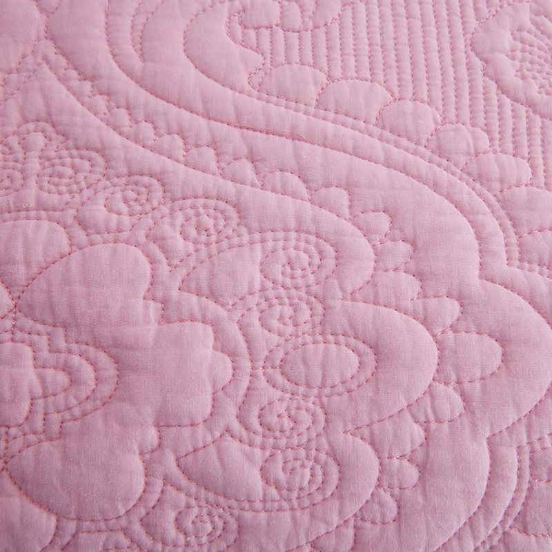 Lyxigt Rosa Sängkläder Set 3 Delar Damast Broderi Täcke Set Queen Size 100% Bomull