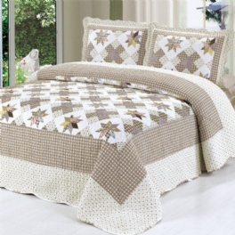 Maple Leaf Tryckt Quilt Överkast Set Bomull Queen Size Vändbar Coverlet Set Lyxigt Vintage Set