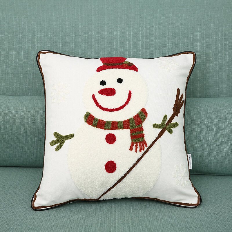 New Christmas Pure Cotton Brodering Kuddfodral Santa Snowflake