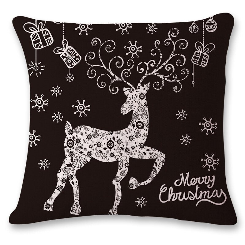 Nordic Style Örngott Christmas Deer Mönster Creative Cotton Linne Kuddfodral