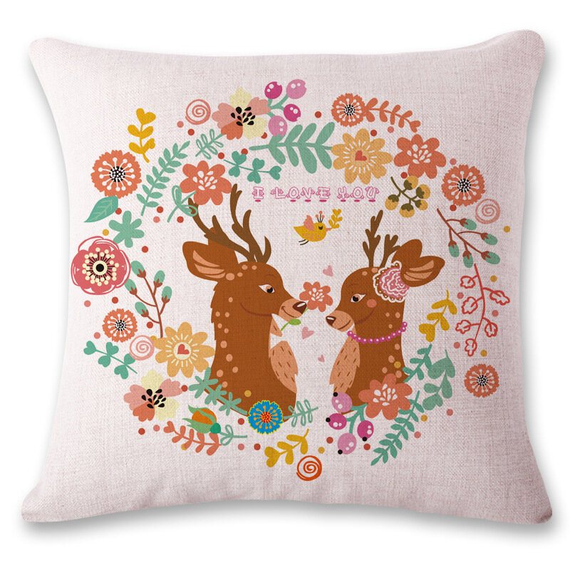 Nordic Style Örngott Christmas Deer Mönster Creative Cotton Linne Kuddfodral