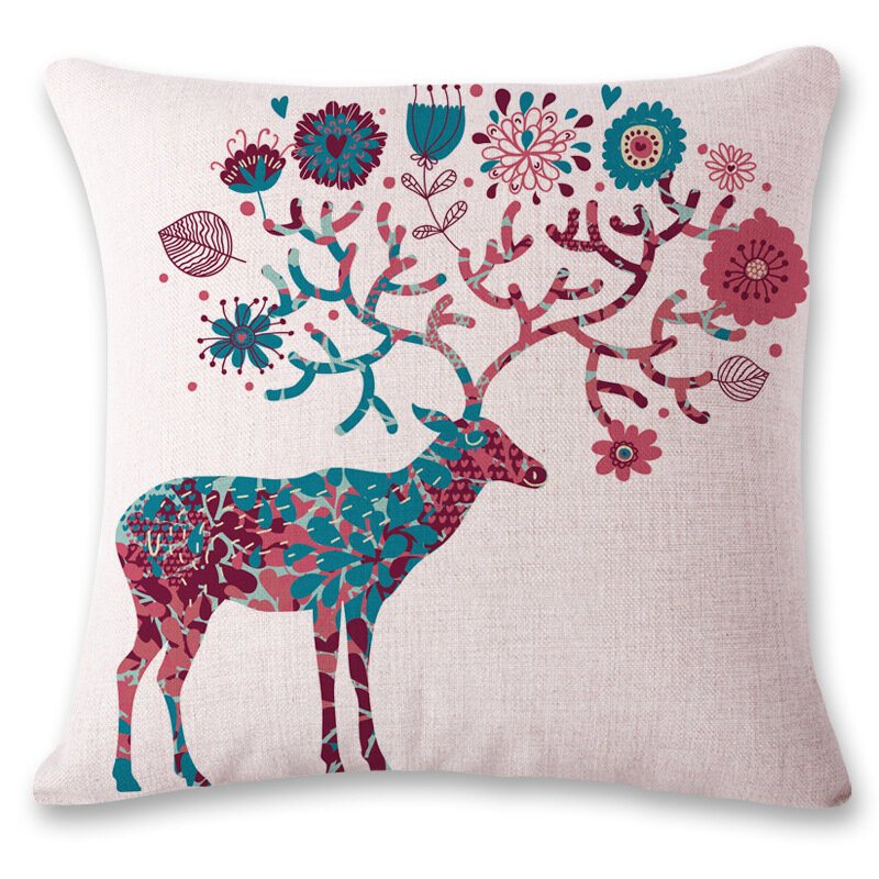 Nordic Style Örngott Christmas Deer Mönster Creative Cotton Linne Kuddfodral