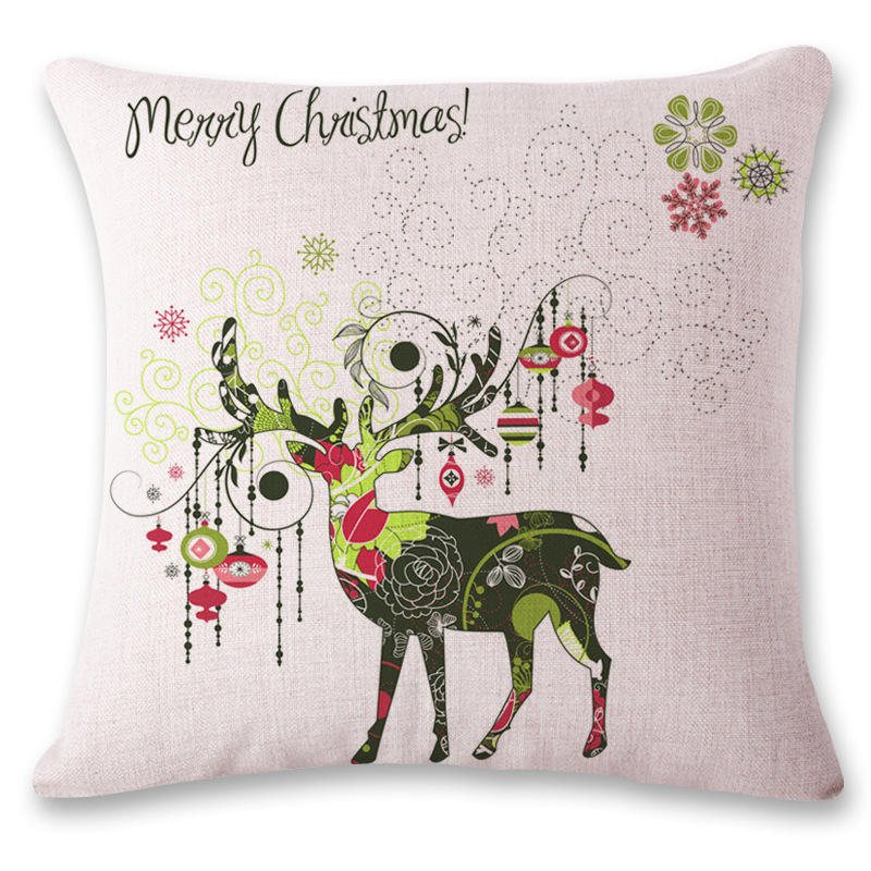 Nordic Style Örngott Christmas Deer Mönster Creative Cotton Linne Kuddfodral