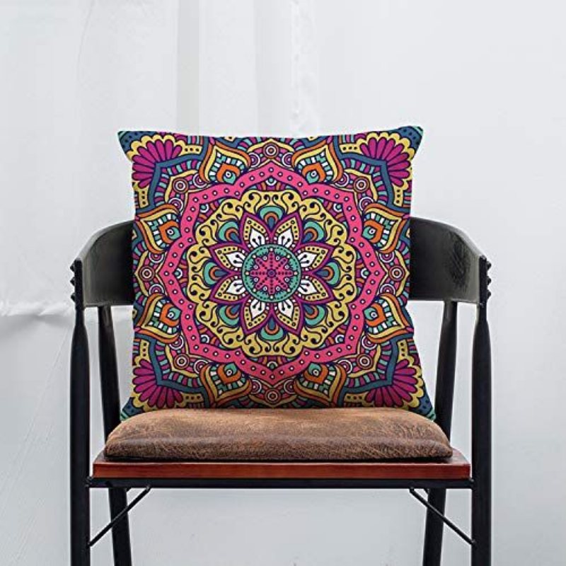 Paisley Dekorativa Kuddfodral Indian Ethnic Series Färgglada Örngott Blommiga Etniska Bohemiskt Mönster 18" X Set Med 4