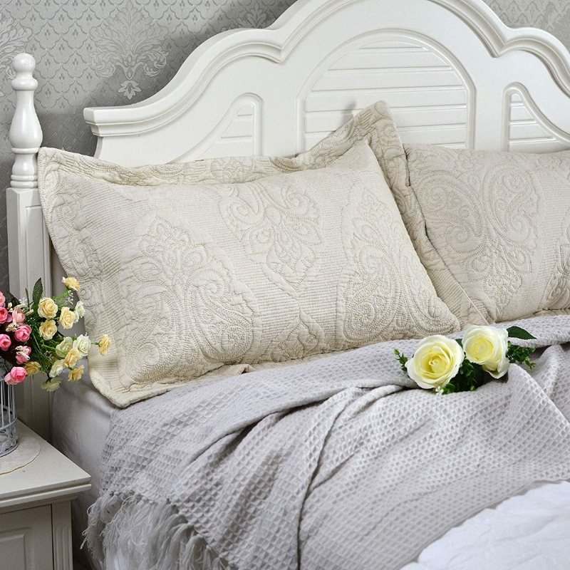 Paisley Quilted Kudd Shams Standardstorlek Kuddfodral Set Med 2 100% Bomull