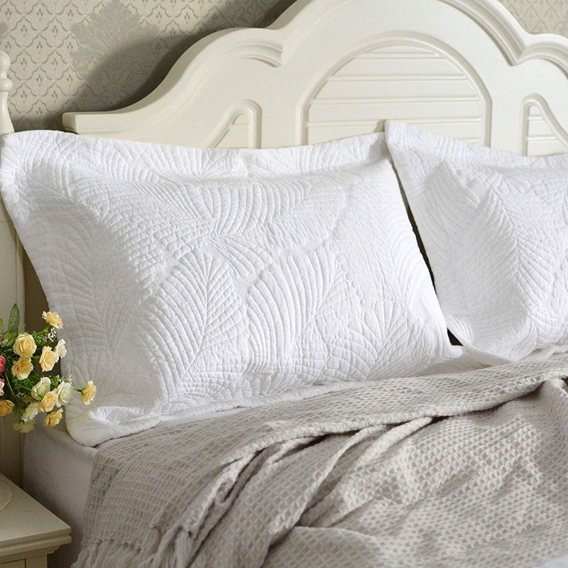 Palmfodral Standardstorlek Quiltade Kuddar Shams Set Med 2 100% Bomull Dekorativa Kuddfodral