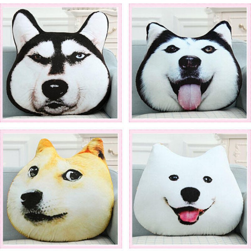 Plysch 3d-tryckt Samojed Husky Doge Dog Kastkudde Alaska Dog Cushion