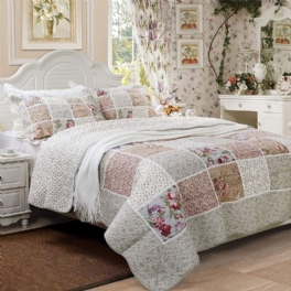 Queen Size Farmhouse Sängkläder Vintage Set Flickor Patchwork Quiltat Överkast Bomull Quilt Set