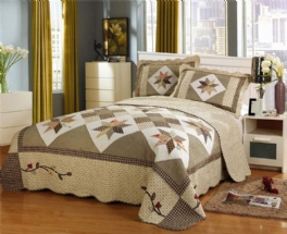 Queen Size Luxury Patchwork Quiltat Överkast Bomullstäcken Set