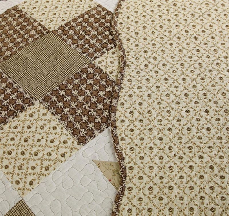 Queen Size Luxury Patchwork Quiltat Överkast Bomullstäcken Set