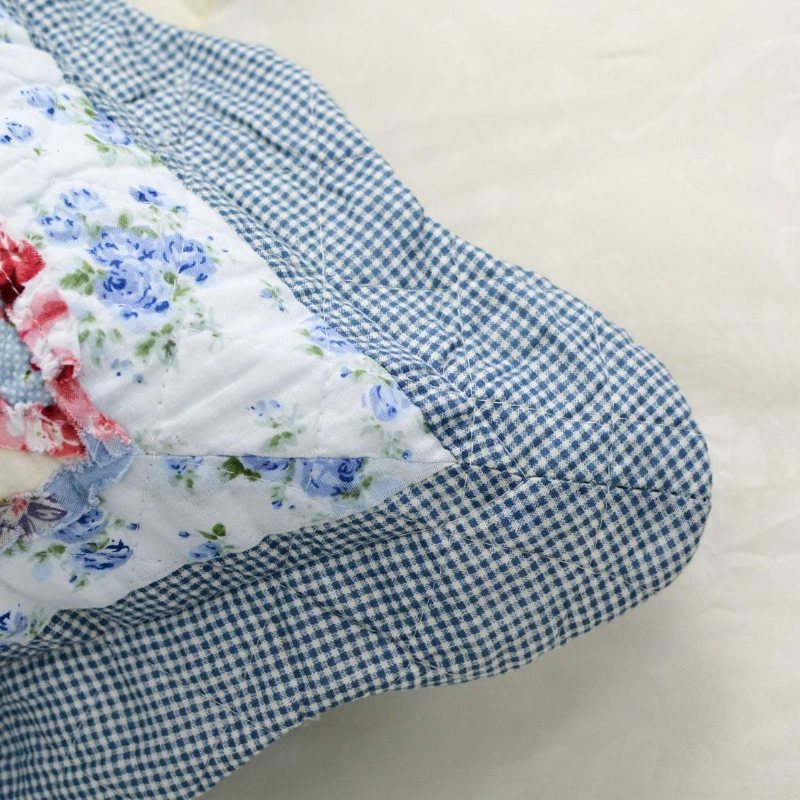 Queen Size Shabby Blue Floral Patchwork Täcken Set Bomullstäcken Set