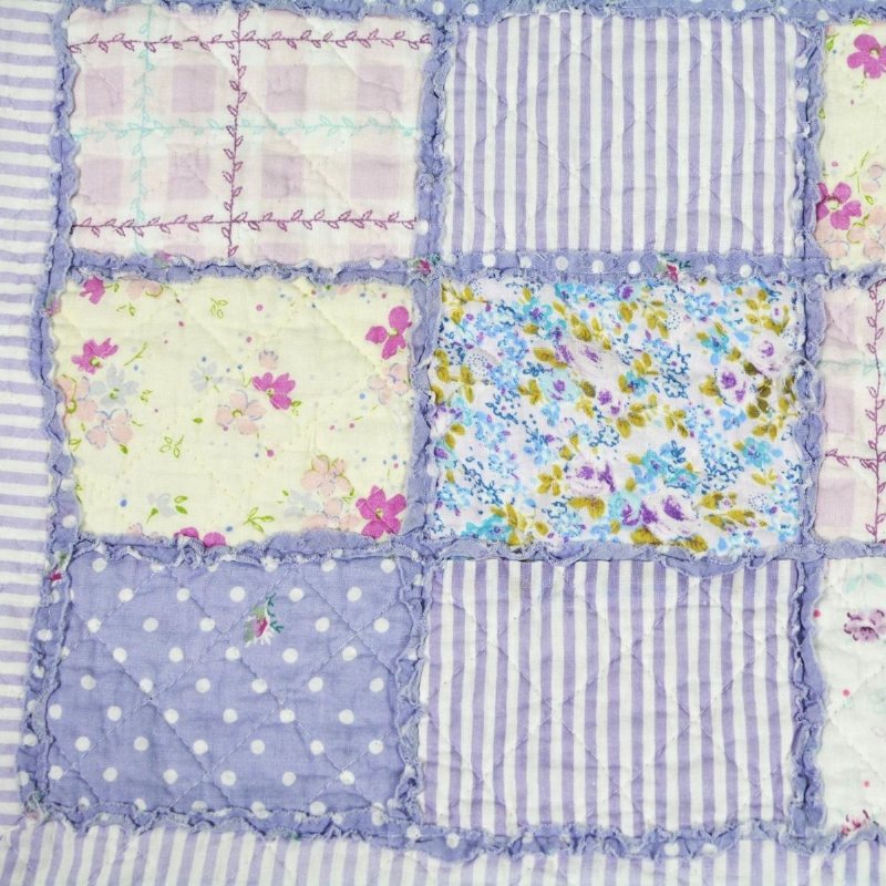 Queen Size Sommartäcken Set Lila Blommig Sängkläder Set Flickor Patchwork Quilt Set 100% Bomull Överkast Set Mors Dag Rea