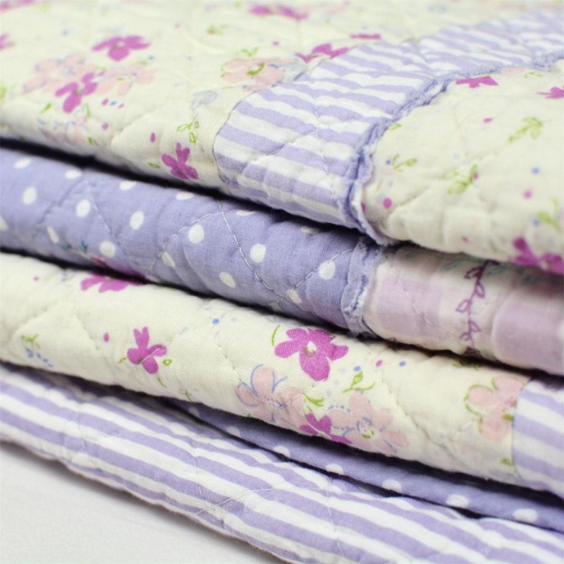 Queen Size Sommartäcken Set Lila Blommig Sängkläder Set Flickor Patchwork Quilt Set 100% Bomull Överkast Set Mors Dag Rea