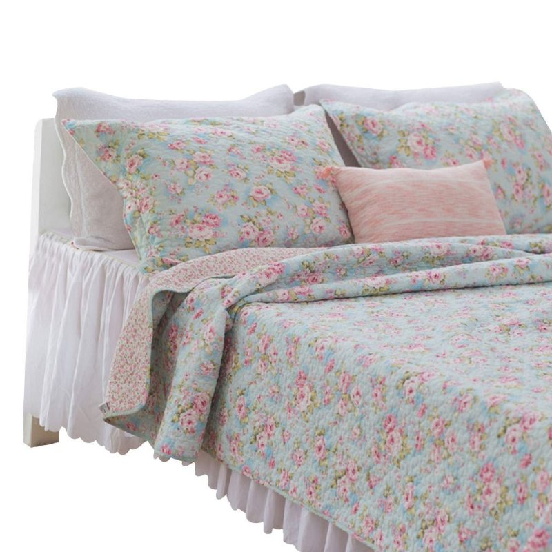 Romantisk Rose Blommig Sängkläder Set Girls Quilt Set Full Size